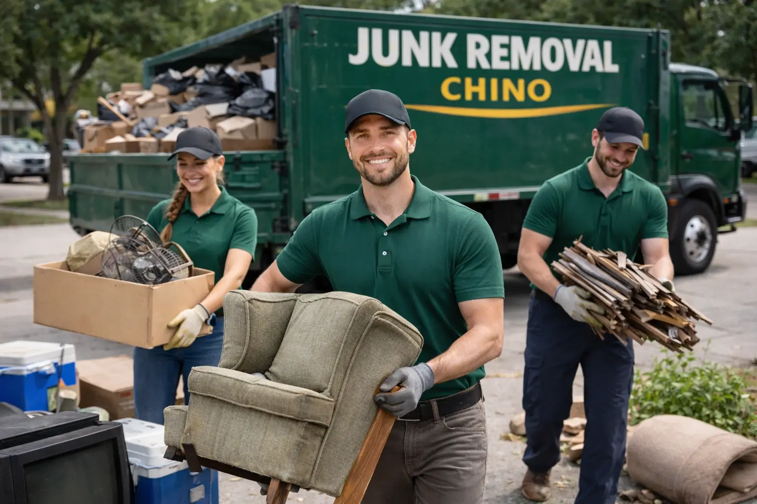 team removing junk in chino